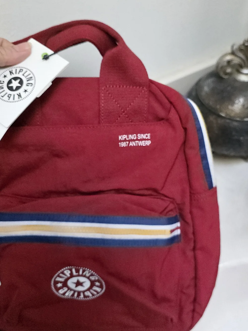 Kipling Seoul Moriko Carmine Backpack With Monkey Charm